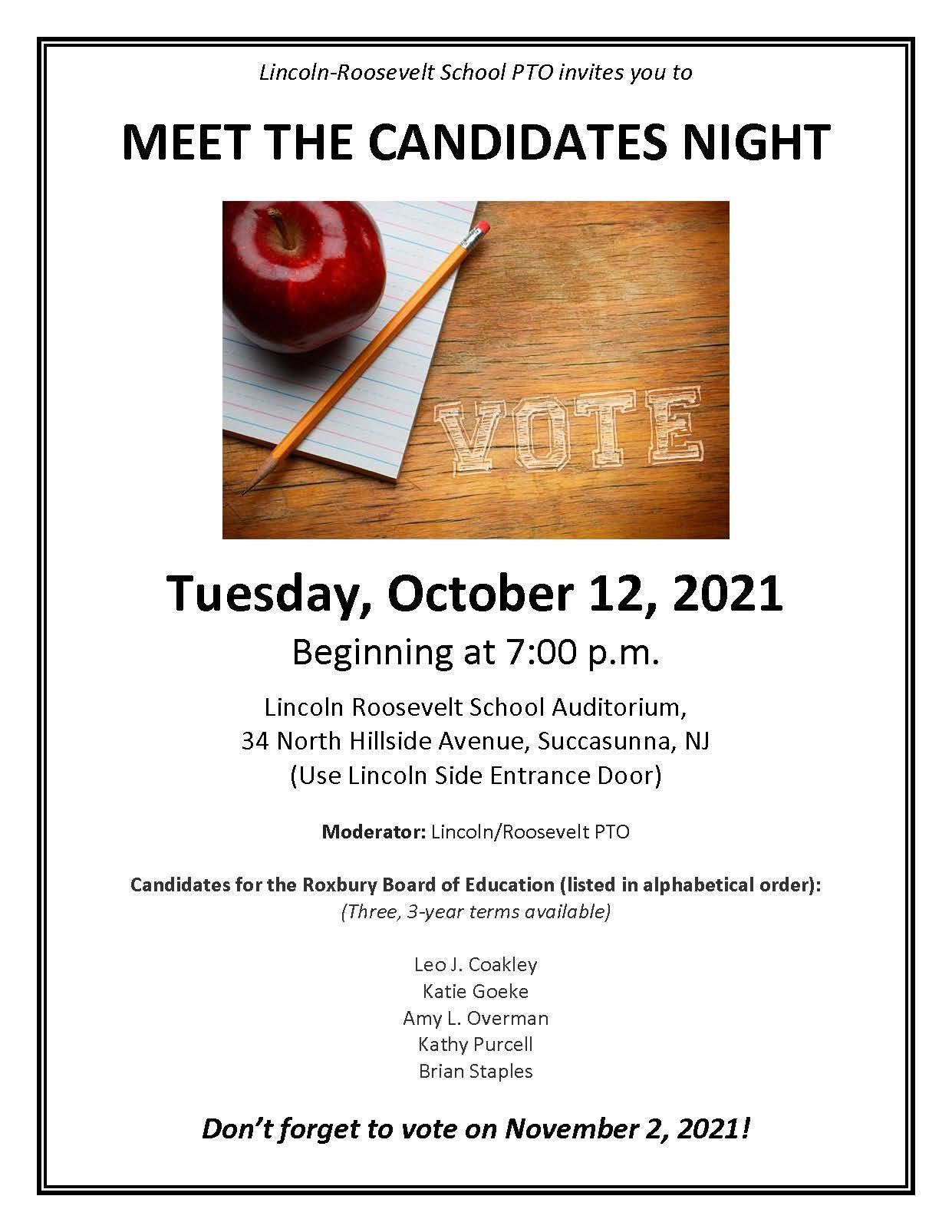  Meet the Candidates Night event flyer